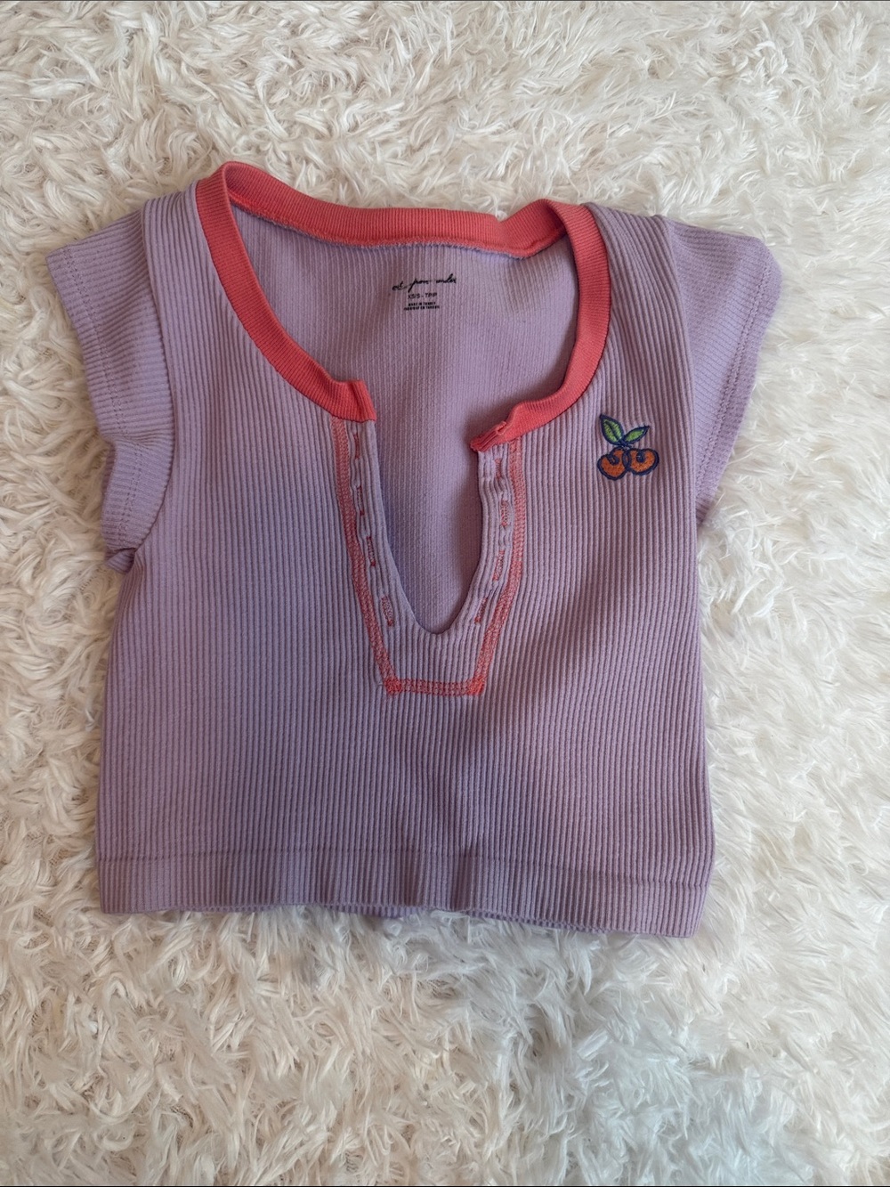 Urban Outfitters Lilac Tank with Coral Trim and Cherry Patch